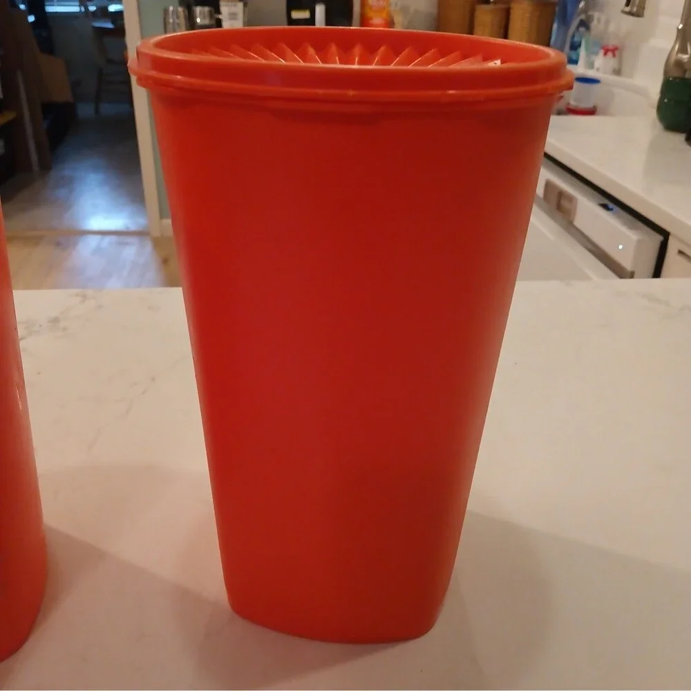 Set Of 2 Vintage Tupperware Large Servalier Canisters 10.5